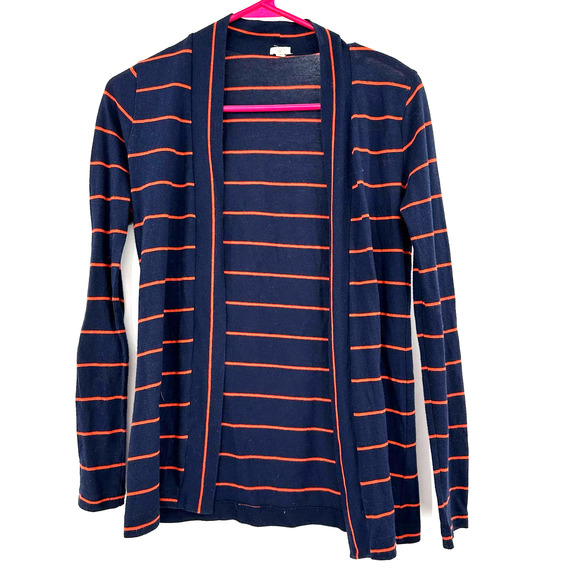 J.‎ Crew size XXS blue red striped open front long sleeve cardigan sweater - Picture 1 of 4